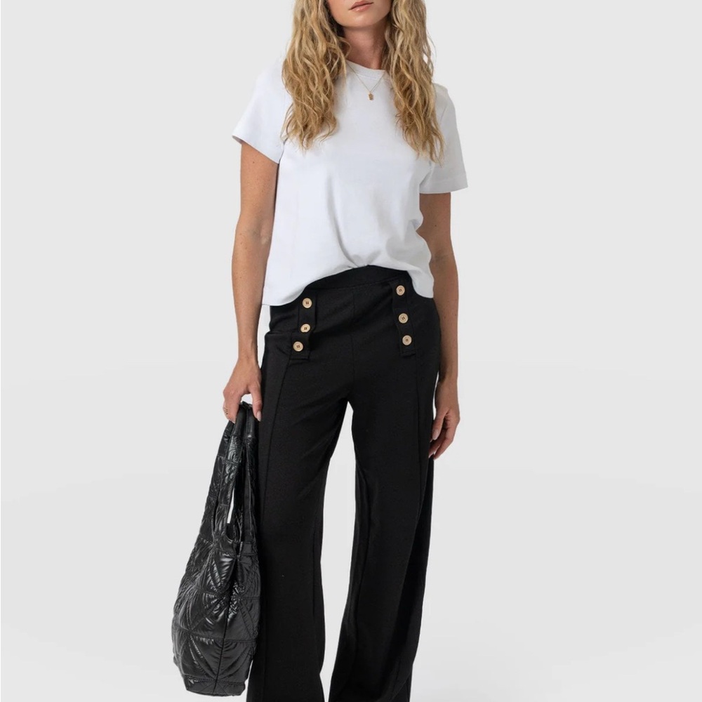 Saint + Sofia Chelsea Black Wide-Leg Pants